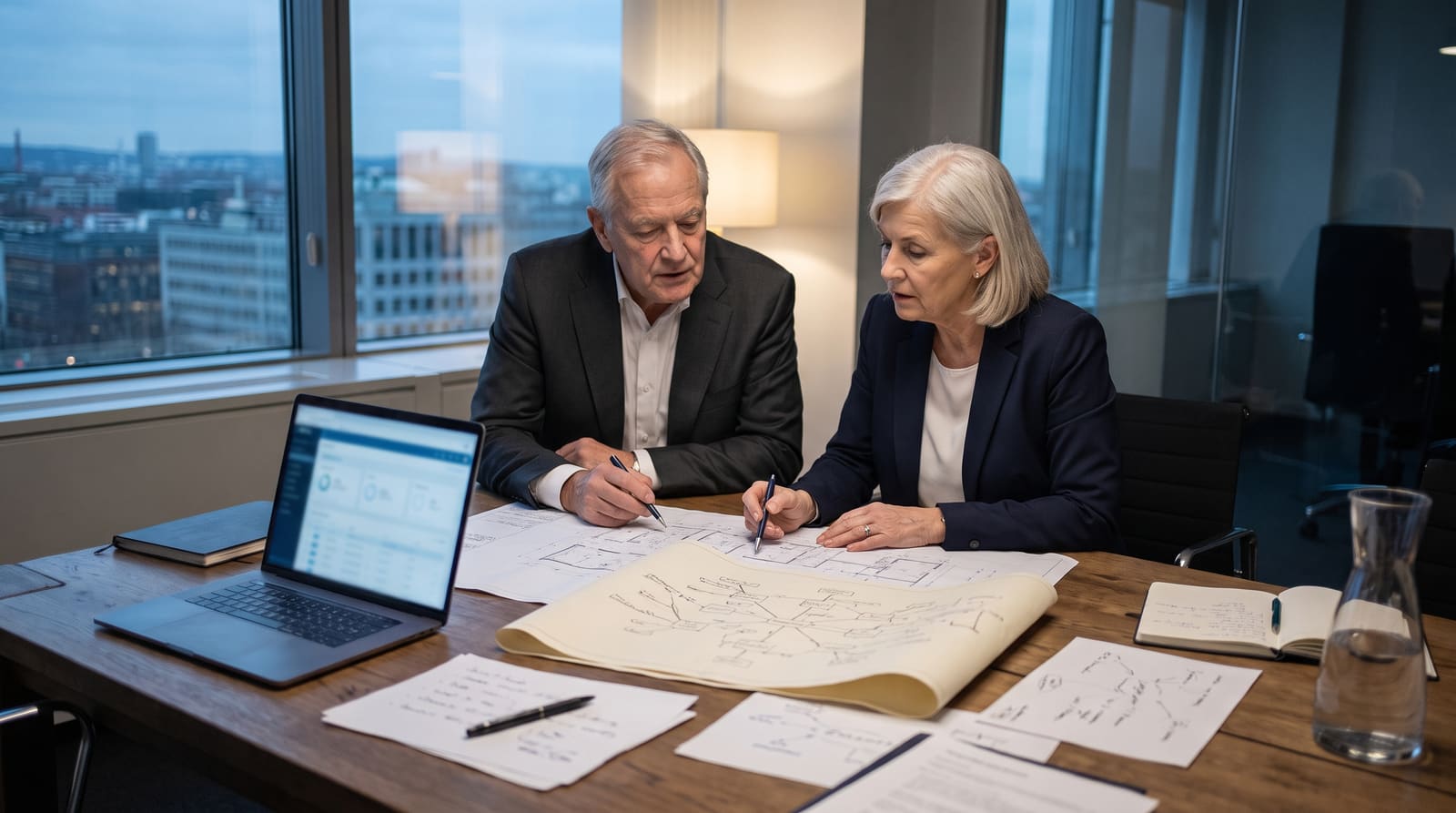 Senior security and business leaders working through a risk and investment model together